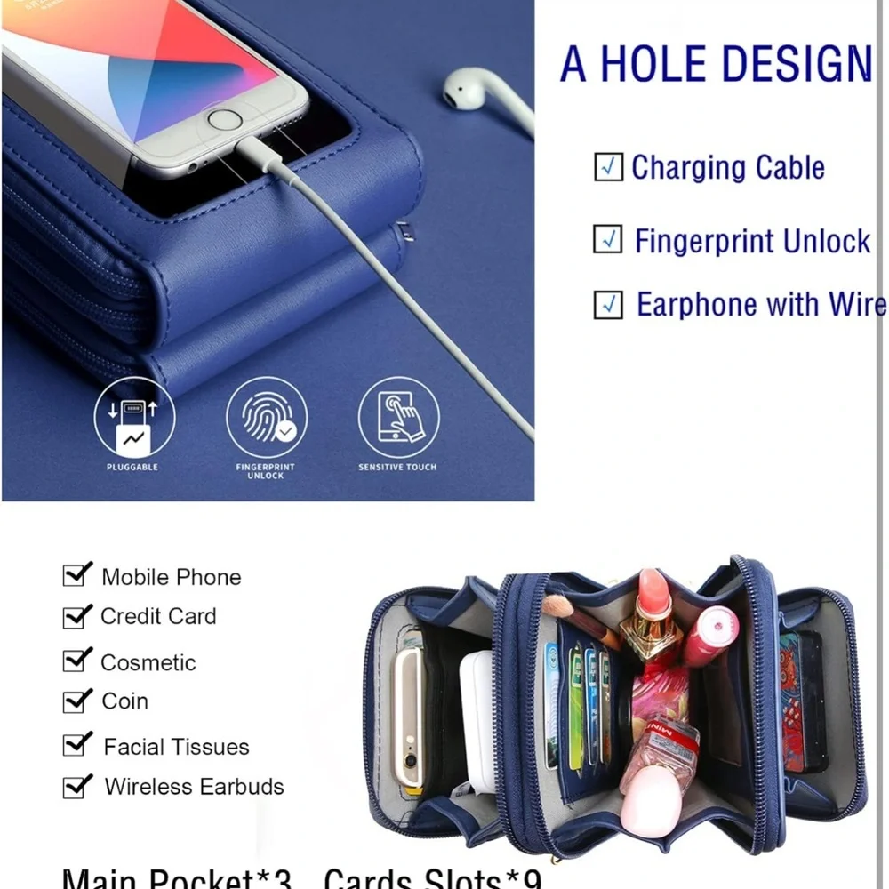 Navy Blue Phone Wallet Case